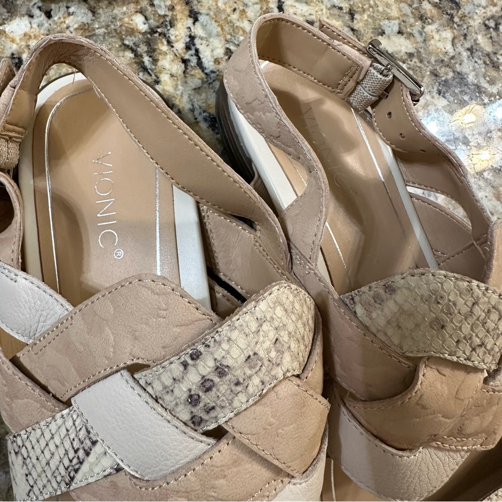 Vionic Kendra Snake Embossed Leather Sandals - Picture 4 of 7